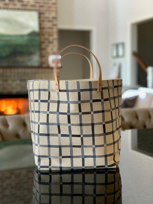 Grey Grid Bucket Bag