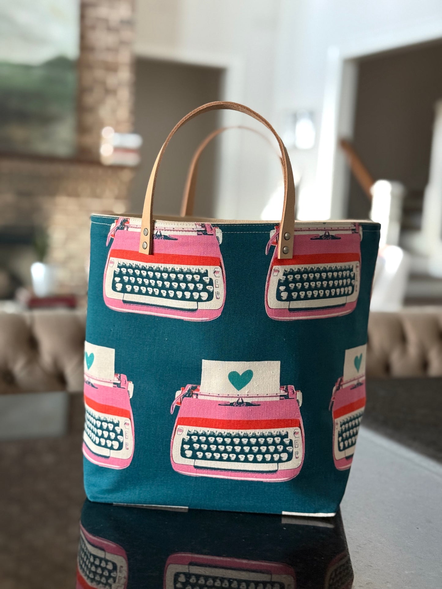 Typewriter Teal 2025 Bucket Bag