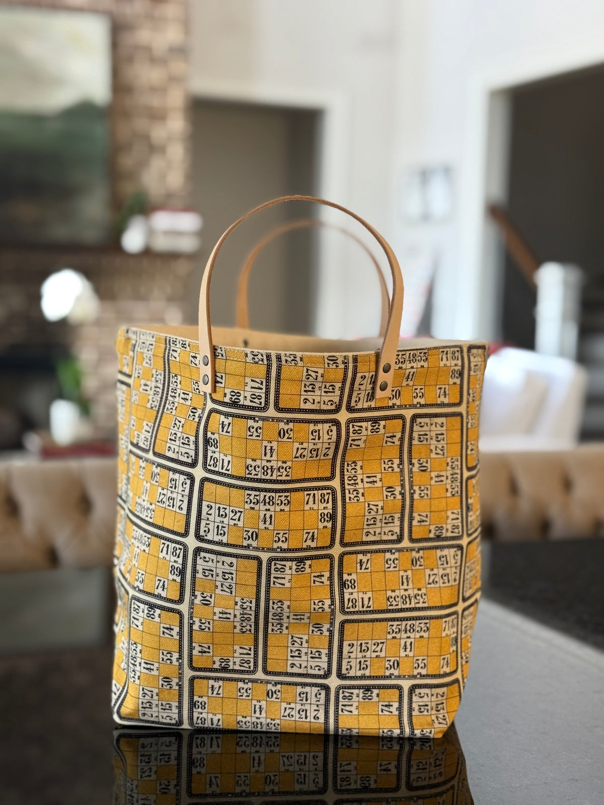 Yellow Numbers Bucket Bag